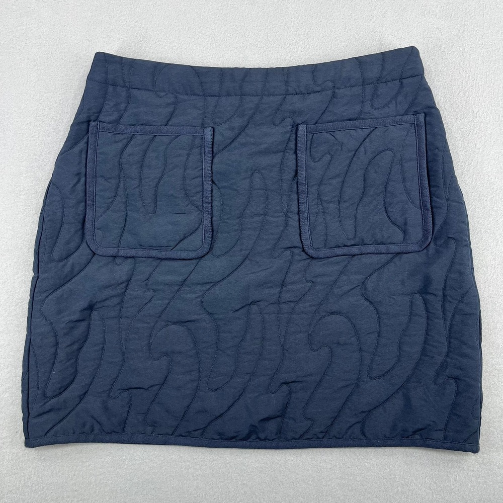 Darling Navy Blue Wavy Quilted Mini‎ Skirt with Front Pockets Womens Size S
